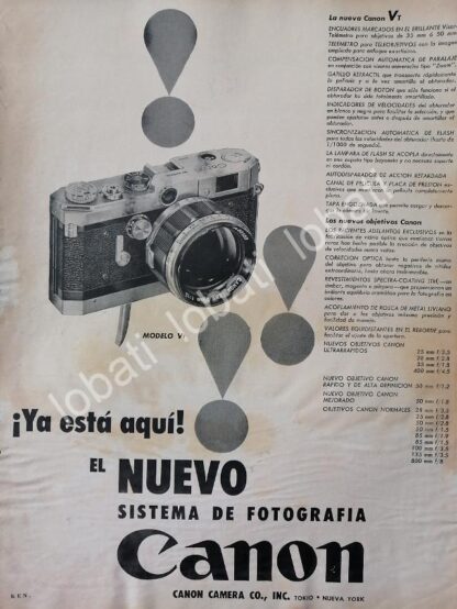 CARTEL ANTIGUO ORIGINAL DE CAMARAS FOTOGRAFICAS CANON VT 1956 /584