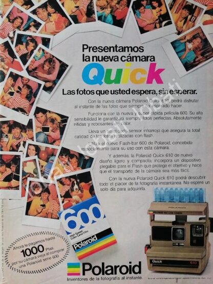 CARTEL ANTIGUO ORIGINAL DE CAMARAS FOTOGRAFICAS POLAROID QUICK 610 1980s /573