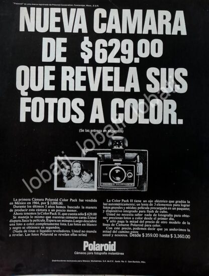 CARTEL ANTIGUO ORIGINAL DE CAMARAS POLAROID COLORPACK II 1969 /557