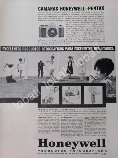 CARTEL ANTIGUO ORIGINAL DE CAMARAS HONEYWELL PENTAX 1960s /551