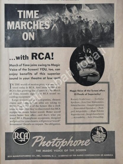 CARTEL ANTIGUO ORIGINAL DE EQUIPO DE PRYECCION PARA CINE RCA PHOTOPHONE 1937 /533 MUY RARO