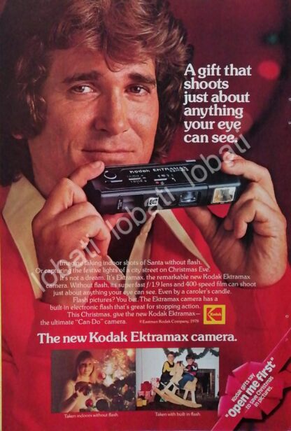 CARTEL ANTIGUO ORIGINAL DE MICHAEL LANDON Y CAMARAS KODAK EKTRAMAX 1979 /416 FEP