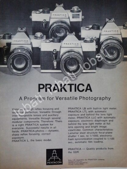 CARTEL ANTIGUO ORIGINAL DE CAMARAS FOTOGRAFICAS PRAKTICA SERIE "L" 1969 /411