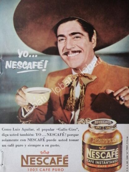 CARTEL ANTIGUO ORIGINAL DE PUBLICIDAD RETRO NESCAFE Y ARTISTAS DEL CINE DE ORO 1950s - Imagen 3