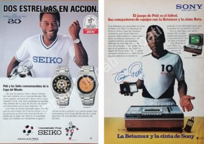 CARTEL ANTIGUO ORIGINAL DE PUBLICIDAD RETRO Y EL FUTBOLISTA PELE 1990s /FEP