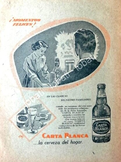 CARTEL ANTIGUO ORIGINAL DE CERVEZA CARTA BLANCA 1950 /217