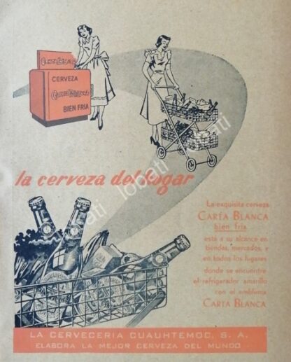 CARTEL ANTIGUO ORIGINAL DE CERVEZA CARTA BLANCA 1952 /214