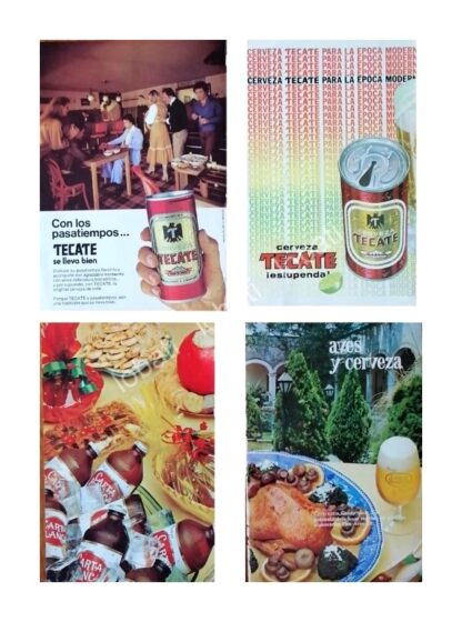 CARTEL ANTIGUO ORIGINAL DE SET DE 4 AFICHES RETRO CERVEZAS VARIAS, AÑOS 70s /207