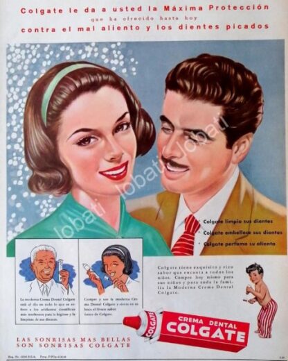 CARTEL ANTIGUO ORIGINAL DE CREMA DENTAL COLGATE 1959 /78