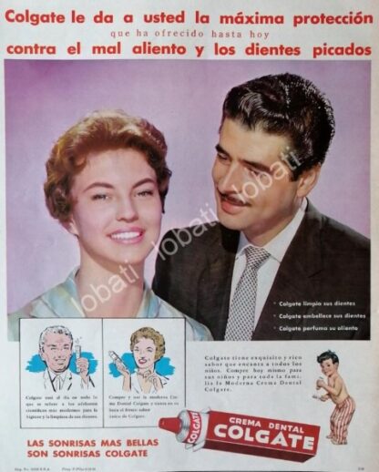 CARTEL ANTIGUO ORIGINAL DE CREMA DENTAL COLGATE 1959 /77