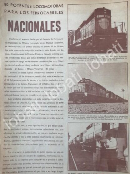 CARTEL ANTIGUO ORIGINAL DE NUEVAS LOCOMOTORAS FEROCARRILES NACIONALES. 1972