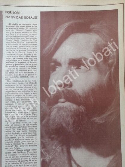 CARTEL ANTIGUO ORIGINAL DE CHARLES MANSON 1969/ NATIVIDAD ROSALES