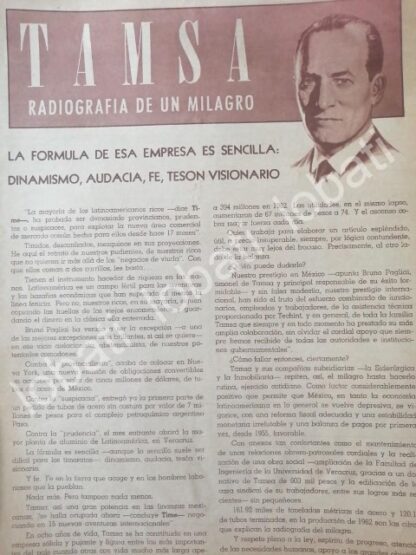 CARTEL ANTIGUO ORIGINAL DE DE LA EMPRESA TAMSA Y BRUNO PLAGLIAI 1960