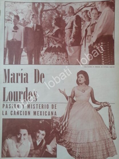 CARTEL ANTIGUO ORIGINAL DE CANTANTE MARIA DE LOURDES 1965 Y LYNDON JOHNSON