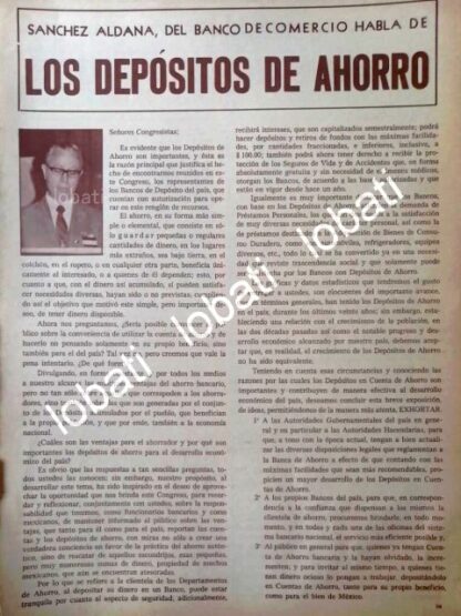 CARTEL ANTIGUO ORIGINAL DE DISCURSO DE SANCHEZ ALDANA, BANCOMER 1970