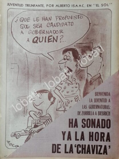 CARTEL ANTIGUO ORIGINAL DE CARICATURA SATIRA VINTAGE DE ALBERTO ISAAC 1970