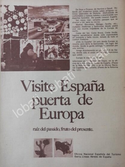 CARTEL ANTIGUO ORIGINAL DE OFICINA DE TURISMO DE ESPAÑA EN MEXICO 1968