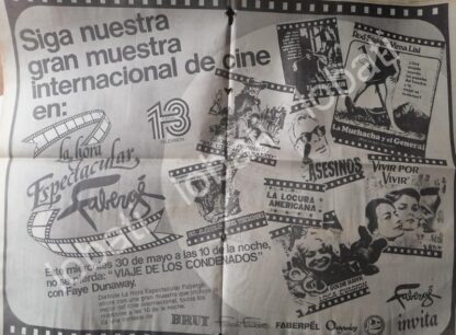 CARTEL ANTIGUO ORIGINAL DE CARTELERA DE TV CANAL 13 MONTERREY 1984