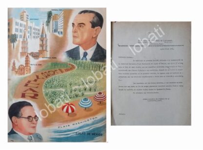 CARTEL ANTIGUO ORIGINAL DE INAUGURAN CARRETERA PLAYA WASHINGTON 1955