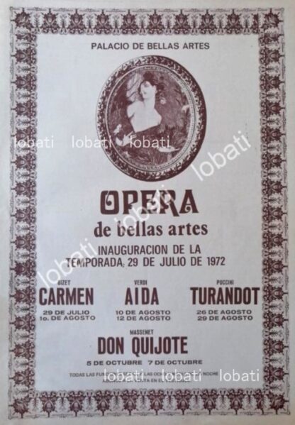 CARTEL ANTIGUO ORIGINAL DE TEMPORADA DE OPERA BELLAS ARTES 1972