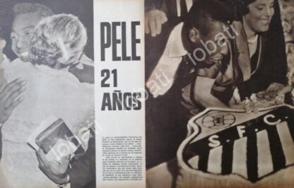 CARTEL ANTIGUO ORIGINAL DE EL FUTBOLISTA PELE CUMPLE 21 AÑOS 1951