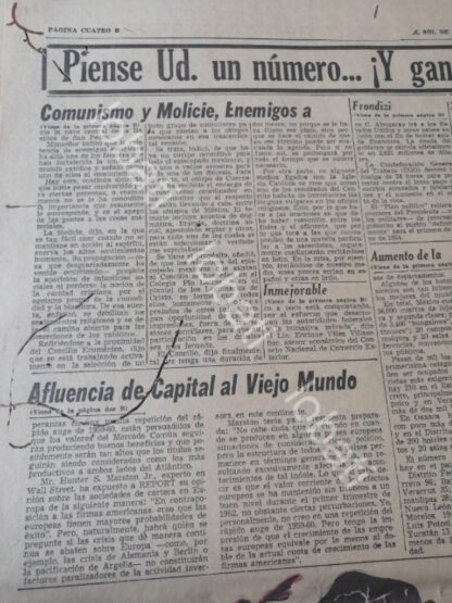 CARTEL ANTIGUO ORIGINAL DE SECCION PERIODICO ANTIGUO EL SOL DE PUEBLA 1962 - Imagen 3