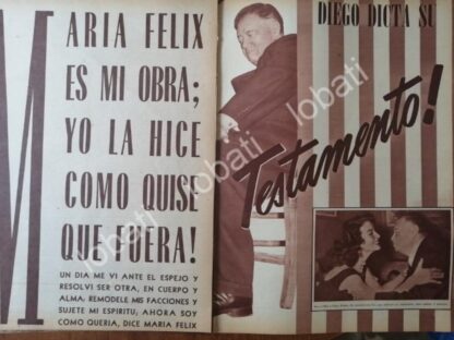 CARTEL ANTIGUO ORIGINAL DE MARIA FELIX Y DIEGO RIVERA 1956