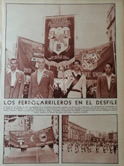 CARTEL ANTIGUO ORIGINAL DE SINDICATO FERROCARRILERO EN DESFILE 1956