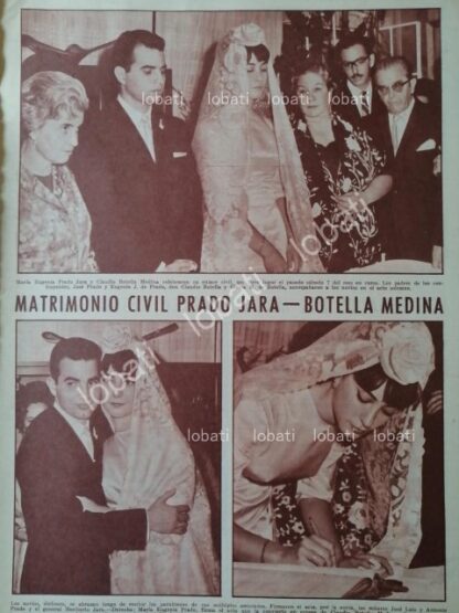 CARTEL ANTIGUO ORIGINAL DE BODA. BOTELLA PRADO 1963