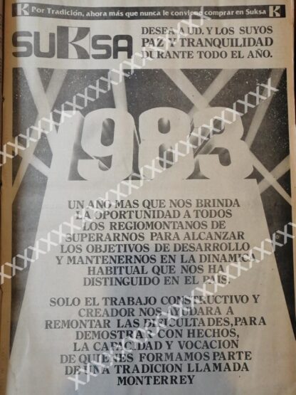 CARTEL ANTIGUO ORIGINAL DE TIENDAS SUKSA MONTERREY 1983