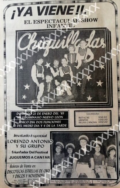 CARTEL ANTIGUO ORIGINAL DE AFICHE LORENZO ANTONIO & CHIQUILLADAS EN CONCIERTO