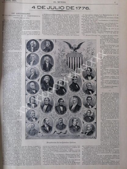 CARTEL ANTIGUO 120 ANIVERSARIO INDEPENDENCIA U.S.A 1896