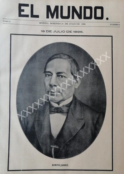 PORTADA ANTIGUA ORIGINAL 1896 BENITO JUAREZ