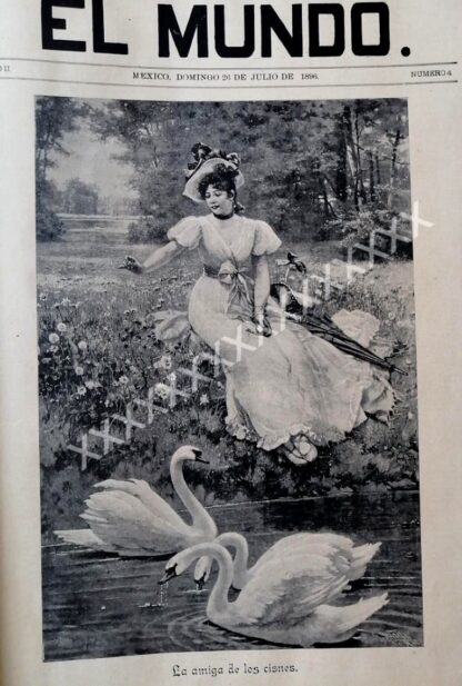 PORTADA ANTIGUA ORIGINAL 1896 LOS CISNES