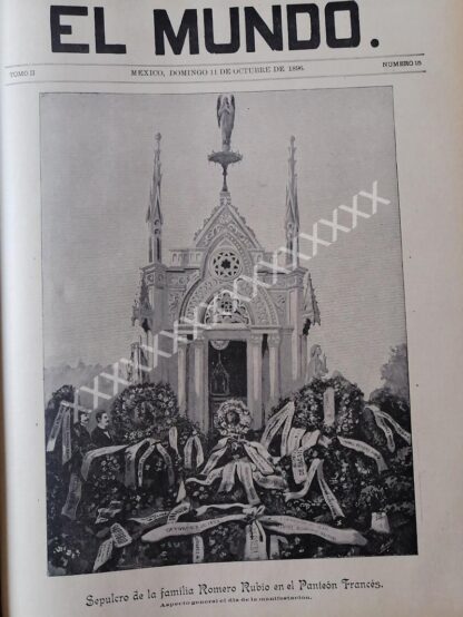 PORTADA ANTIGUA 1896 FUNERAL DE MANUEL ROMERO RUBIO