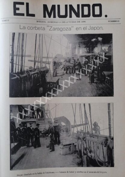 PORTADA ANTIGUA 1896 LA CORBETA ZARAGOZA EN JAPON