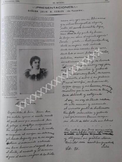 NOTA DE PRENSA ANTIGUA JULIA D. FEBLES CANTON 1896