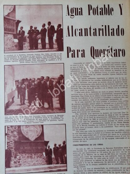 NOTA DE PRENSA DIAZ ORDAZ INAUGURA OBRAS QUERETARO 1969