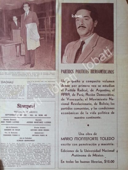 AFICHE RETRO. MARIO MONTEFROTE PRESENTA LIBRO 1962