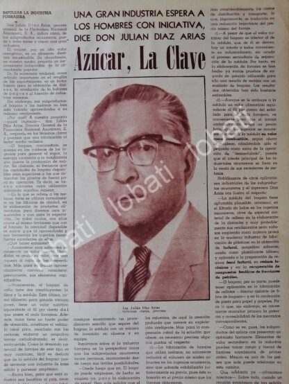 AFICHE RETRO. JULIAN DIAZ ARIAS E INDUSTRIA AZUCARERA 1962