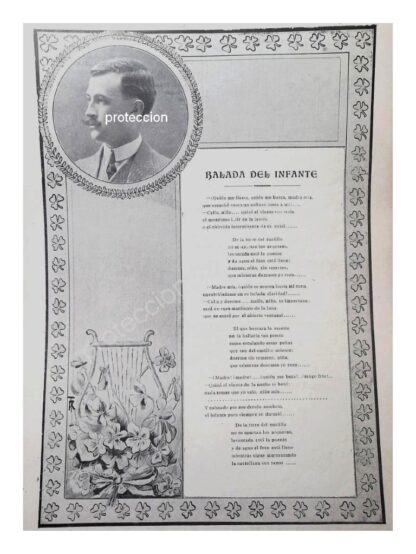 AFICHE ANTIGUO 1912 EL POETA. RAFAEL CABRERA CAMACHO