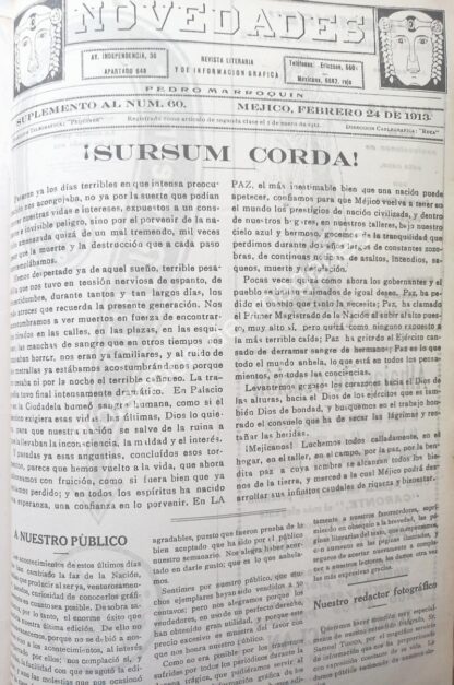 PORTADA ANTIGUA 1912 VICTORIANO HUERTA ELECTO PRESIDENTE - Imagen 2