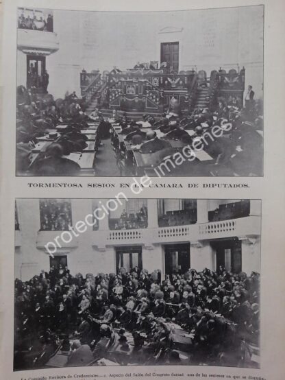 AFICHE ANTIGUO 1912 LA CAMARA DE DIPUTADOS EN SESION