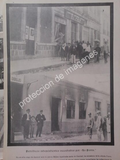 AFICHE ANTIGUO 1912 PERIODICOS DESTRUIDOS POR LA PORRA