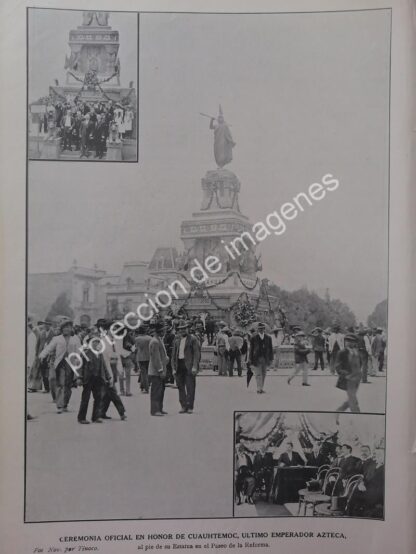 AFICHE ANTIGUO 1912 ESTATUA DE CUAUHTEMOC P.R