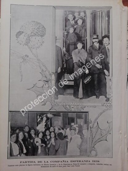 AFICHE ANTIGUO 1912 LA COMPAÑIA DE TEATRO ESPERANZA IRIS