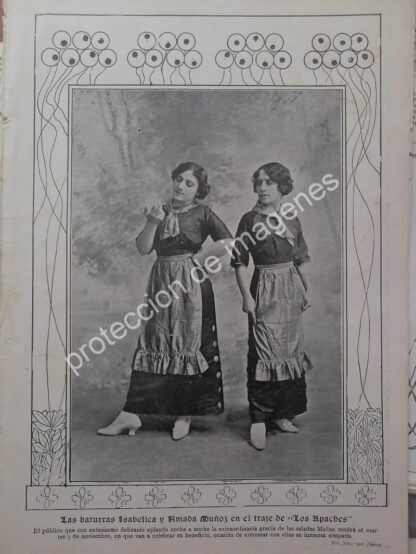 AFICHE ANTIGUO 1912 ACTRICES. ISABELICA Y AMADA MUÑOZ