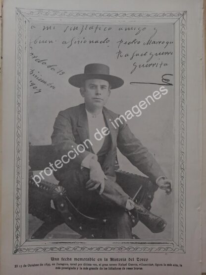 AFICHE ANTIGUO 1912 TORERO. RAFAEL GUERRA "GUERRITA"