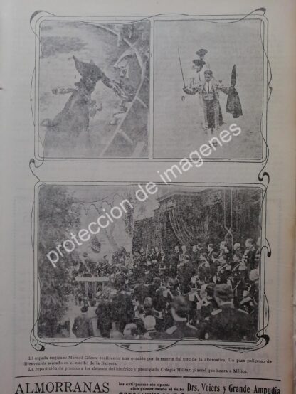 AFICHE ANTIGUO 1912 TORERO MERCED GOMEZ TOMA ALTERNATIVA 2