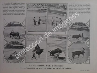 AFICHE ANTIGUO 1912 TORERO MERCED GOMEZ TOMA ALTERNATIVA